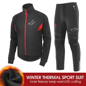 Winter Thermal Cycling Set Bicycle Jacket  Clothes Pants Outdoor Sport Suit Windproof MTB Road Bike Men Sportswear