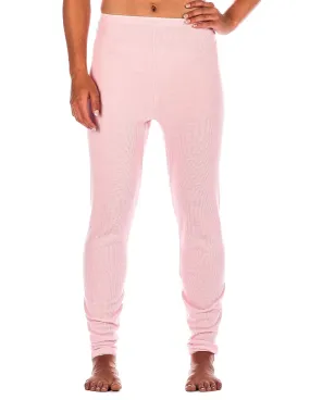 Women's Classic Waffle Knit Thermal Long John Pants - Pink