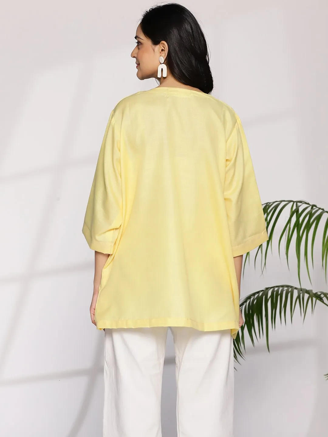 Yellow CottonSlub OversizedTop - FuchsiaFantasy